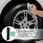 Yoseng Tire Shine Brush - Curved Brush Head & Large 3.8'' Tire Dressing Applicator with Storage Stand for Automotive Detailing, Car Enthusiasts, DIY Users,Vegan, Washable (Light Green)