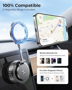 2026 Ultimate Vacuum Magnetic Car Phone Holder – 109+ LBS Super Strong Suction & 2800+ GF Magnetic Grip, 360° Rotation Dashboard/Windshield/Mirror Mount for iPhone 12–17&Samsung, Quick Lock, Black
