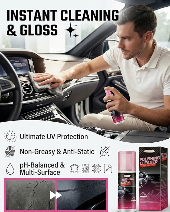 Car Interior Detailer & Protectant, 3-in-1 Car Interior Cleans, Restores & Blocks 99% of UV Rays | Non-Greasy Anti-Static Shield Repels Dust | Factory Shine for Leather, Plastic & Vinyl (1 Pack)