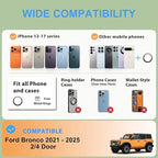 Wireless Charging Phone Mount for Ford Bronco 2021-2026 2/4 Door, Aluminum Alloy Phone Holder, Magnetic Wireless Charger for Ford Bronco, for Ford Bronco Accessories with C-C Cable