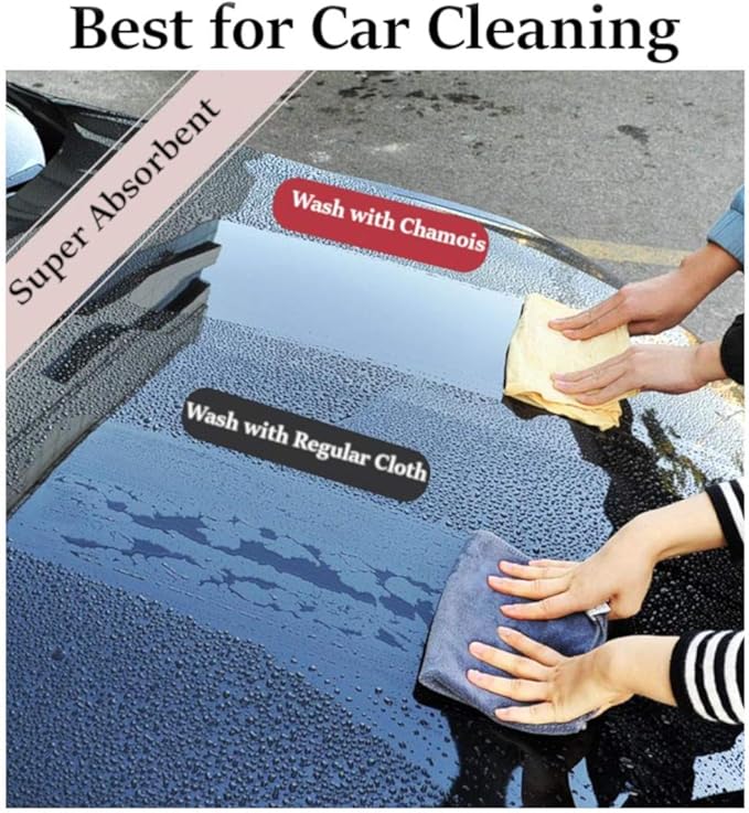 SHEEPSKIN ELITE Chamois Drying Cloth Car Drying Towel Real Leather Absorbent Drying Natural Chamois Car Wash Cloth Accessory (3.7-4.2 sq ft)