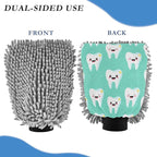 Kigai Cute Cartoon Teeth Car Wash Mitt 2PCS Ultra Absorbent Chenille Microfiber Car Washing Glove Scratch Free Lint Free Wash Sponge Auto Cleaning Glove, 10.2x7.1 inch