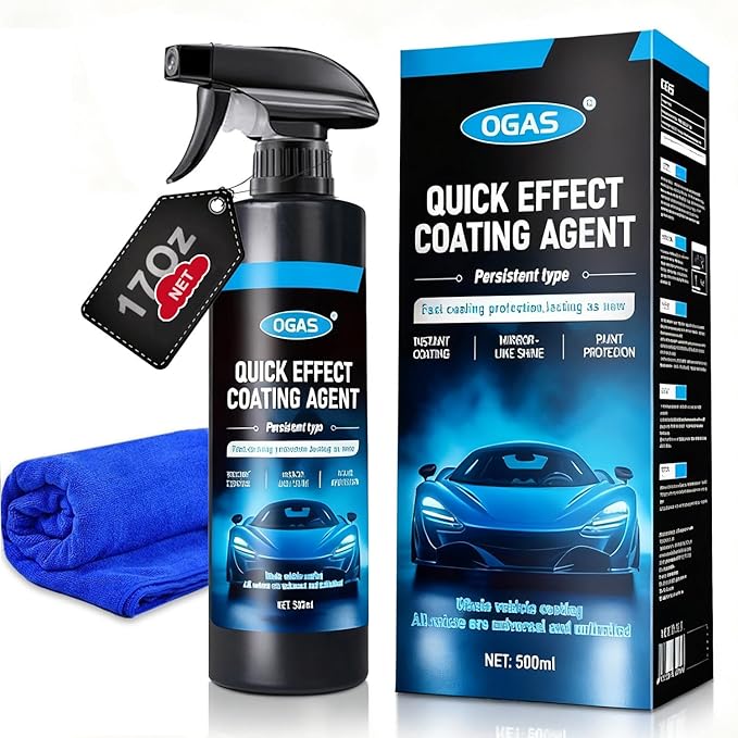 Ceramic Coating Spray for Cars, Nano Ceramic Car Wax Spray, Hydrophobic Top Coat, High Gloss Paint Protection, Water Beading Quick Detailer, Scratch & UV Protection Car Polish Spray -17 Fl.Oz