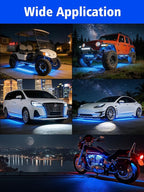 YM E-Bright 4Pcs Led Strip Lights for Car, 24inch Waterproof IP68 Car Underglow Strip Lights Decoration 36SMD 12V Led Interior Exterior Lights Strip for Cars Motorcycles Truck Golf Cart Boat - Blue