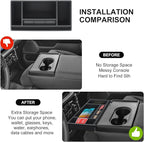 Hellet Upgrade Front Center Seat Headrest Organizer for Ford 2011-2026 F150 F250 F350 F450 F550 F650 Accessories Coin Container Storage Box with Non–Slip Silicone Mat (Jump Seat Only)