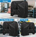 Tire Storage Rack 44" x 44" x 18" with Anti-Dust Cover, Rolling Adjustable Black Alloy Steel Tire Rack for Garage with 4 Swivel Casters & 2 Storage Shelves
