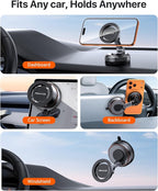 Miracase for MagSafe Car Mount[3600gf Strong Magnet & 89+LBS Suction Base]Vacuum Magnetic Phone Holders for Your Car, 360° Adjustable Dashboard & Windshield Mount with Dash Accents for All Smartphones