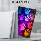 for Kindle Paperwhite Case,6.8" Kindle Paperwhite 11th Generation Case and Kindle Paperwhite Signature Edition,Leather Slim Adjustable Stand Cover with Auto Wake/Sleep,Purple Glitter Paw