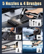 Compressed Air Duster-310,000RPM Cordless Air Blower with LED Light, 4 Gear Adjustable Turbo Fan, Super Power Electric Air Duster for Computer, Keyboard, Outdoor, House and Car