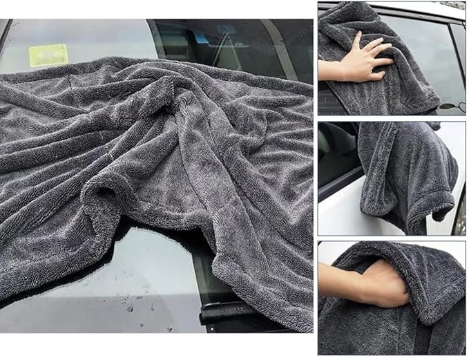 1500gsm Scratch Free XL Ultra Absorbent Microfiber Professional Car Drying Towel, Twisted Loop 24" x 36" for Detailing Cars (5 Pack)