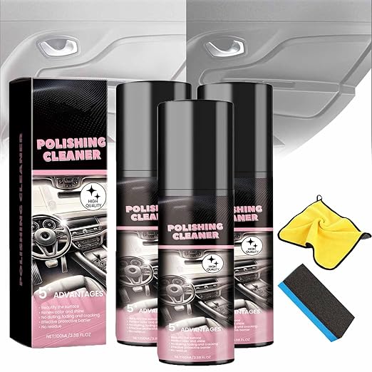 Silicona para Carro Interior Brillo Y Olor, Multipurpose Polishing Cleaner Car Interior Cleaner, Vehicle Interior Polish Interior Detailer Spray for Car, Rubber, Leather (3pcs)