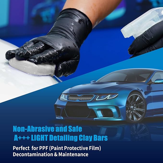 Light Clay Bars Auto Detailing, Clay Bar for Cars Paint Protective Film, Paint Surface, Plastic and Metal Detailing(3x100g,White,Light)