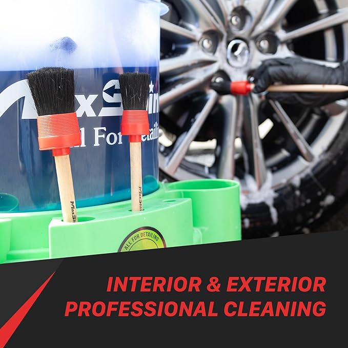 Maxshine 3 Pieces Professional Auto Detailing Brush Kit - Interior & Exterior Cleaning for Dashboard, Emblems, Panels, Engine Bay, Wheels, Air Vents, Seats & Leather - Scratch-Free