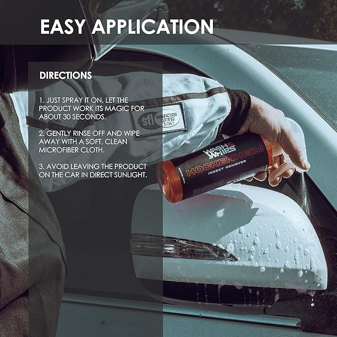WASH&WHIPS Hockenheim Insect Remover - for Droppings & Grease for Car Detailing, RVs, Trailers, Airplanes Professional Strength Dissolves without Scratching, 16 fl oz (2pk)
