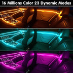 Interior Car LED Strip Lights Car Accessories APP Control with Remote 5 in 1 Music Sync Color Change RGB Ambient Lighting Kit with 275 inches Fiber Optic USB Charger Light Strips Decorations