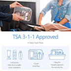 PACKISM TSA Approved Toiletry Bag - Clear Makeup Bag Waterproof Quart Size Bag, Travel Makeup Cosmetic Bag for Women, Carry on Airport Airline Compliant Bag, 3 Pack