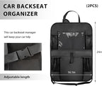 2PCS Car Backseat Organizer, Multi-Pocket Back Seat Protector with 10.2" Tablet Holder, Waterproof Oxford Fabric Storage Bag Auto Kick Mat for Kids Toddlers (B with Zipper)