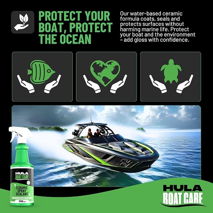 Hula Ceramic Spray Coating – High-Gloss SiO2 Shield & Detailer – Cherry Blast Scent – Hydrophobic Water Repellent for Gel Coat, Paint, Glass, & Chrome – 32oz