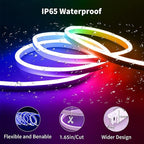 iNextStation RGB Neon LED Strip Lights, 16.4FT 12V Flexible Rope Lights Color Changing Multiple Modes Control with APP & Remote,IP65 Waterproof Neon Lights for Bedroom Decor