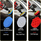 Shieldpro 45 Piece Drill Brush Attachment Set, All Purpose Power Clean Scrubber Brush, Scrub Pads & Sponge with Extend Long Attachment for Bathroom, Kitchen,Grout,Tub,Tile,Corners, Auto