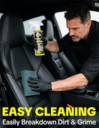 Kingvo Car Interior Cleaner Spray, Multipurpose Leather Seat Cleaner Upholstery Car Cleaning Kit Auto Dashboard Vinyl Detailing Supplies Kit,Lemon Scent
