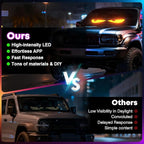 2PC 5800 Lux High-Brightness Devil Eyes LED Light Strips for Cars/Trucks/SUVs - 23.6"x4.73" Customizable Windshield Decoration with App Control, IP68 Waterproof, USB-Powered
