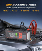 5000A Car Battery Jump Starter with Air Compressor 160PSI, Car Battery Charger 7.0L Gas/6.0L Diesel, Jumper Box for Car Battery with Tire Inflator & Power Bank& Jumper Cables, Mother's Day