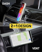Scosche MPQMRDV MagicMount Charge Pro Qi2 MagSafe Car Mount Charger, 15W Fast Magnetic Wireless Charging Phone Holder for Dashboard/Vent Compatible with iPhone 16/15/14/13/12 Pro Max Plus, Samsung S25