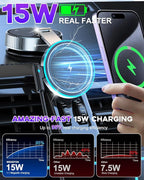 for Magsafe Car Mount Charger, 15W Fast Charging Wireless Car Charger [120LBS Suction &3800gf Magnet] 780° Adjustable, Vacuum Magnetic Phone Holder for Your Car for iPhone & Android, Metal Stand Rotor