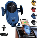Smart Car Wireless Charger Phone Holder, Fashion Car Charger, Smart Sensor Car Wireless Charger, Automatic PhoneHolder forCar, for All Phone (Blue)