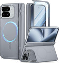 Poetic Revolution Flex Case for Google Pixel 10 Pro Fold, [Foldable Kickstand][Hinge Protection][MagSafe Compatible], Shockproof Slim Pixel 10 Pro Fold Cover with Built-in-Screen Protector, Gray