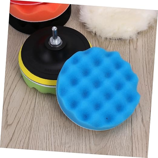 ERINGOGO 7pcs Self-Adhesive Car Polishing Disc Buffing Sponge Pads Pad Buffing for Car Waxing Polishing and Sealing Wool Discs Grip Backing Plate
