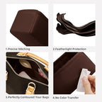 DGAZ Silk Purse Organizer Insert Fits LV Speedy 16/20/25/30/35/45 bags，Silky Smooth Bag Organizer，Luxury Handbag & Tote Shaper（Global Brown，SP16）