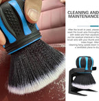 Car Detailing Brush, Ball-Shaped Cleaning Brush with Ultra Soft Dense Bristles, Non-Slip Handle and Storage Rack Design, Universal Multi-Purpose Gap Cleaner for Car Home Office (Blue)