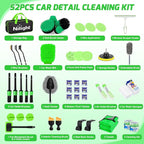 Nilight 52PCS Car Detailing Kit Auto Cleaning Tools Wash Set with Storage Carry Bag Home Use for Interior Exterior Deep Clean Polish Car Care Windshield Dashboard Seat Air Vents Wheels Tires, Green