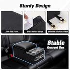 Upgraded Bench Seat Center Console with Extra Large Cup Holder & Phone Holder, Universal Center Console with USB Charging, Central Console for Bench Seat of Truck & Van & Car
