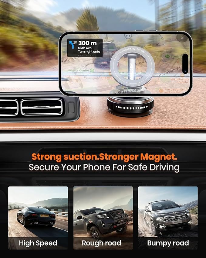 Magnetic Phone Holder for Car, Car Mount 360 Adjustable Vacuum Suction Cup, Phone Mount for Car Accessories/Windshield/Mirror/Kitchen/Gym for iPhone 17 Pro Max 16 15 14 13