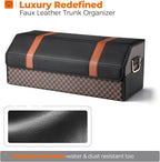 Fyzeoty Car Organizers and Storage - Trunk Organizer for Suv Car,Car Trunk Leather Storage Box,Extra Large,Magnetic Lid,Collapsible and Adjustable