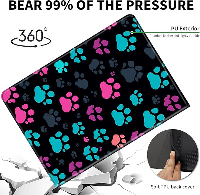 for Kindle Paperwhite Case,6.8" Kindle Paperwhite 11th Generation Case and Kindle Paperwhite Signature Edition,Leather Slim Adjustable Stand Cover with Auto Wake/Sleep,Green Pink Footprint