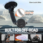 A2C One-Lock Ultra Off-Road Truck Phone Mount, Magnetic Alignment with Automatic Dual-Latch Locking System, One-Hand Quick Release, 4.33" Heavy-Duty Vacuum Suction Cup, Anti-Shake Double-Rib Metal Arm