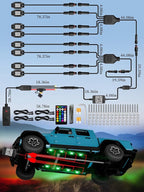 8 Pods RGB LED Rock Lights with APP/RF Remote Control High Brights Waterproof Underglow Multicolor Zone Neon Exterior Rock Lights for 12V Trucks Jeep UTV ATV RZR Offroad Pickup SUV Accessory