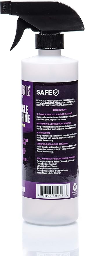 CycleMagic Motorcycle Clean and Shine Motorcycle Cleaner & Conditioner, Chrome Cleaner, Leather Cleaner, Paint | Eliminates Grime, Brake Cleaner, Dirt & Debris | (16oz Spray Bottle 2pack (Save 25%))