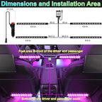 Car Interior Lights, 12V LED Strip Lights with Cigarette Lighter Adapter, Ambient Car Lighting Kit, App & Remote Control Music Sync Color Change Strip Lights for SUVs & Trucks (48LED Beads)