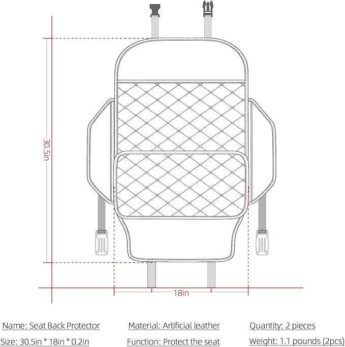 TAIKOO Seat Back Protector + Large Capacity Pocket Storage Organizer,Preventing the Impact of Children Stepping on the Seat Backrest (Blue)