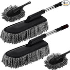 Tanlade 4 Pack Microfiber Car Duster Exterior Scratch Free with Extendable Handle Auto Duster Exterior Dust Cleaning Tools for Car Brush for Cars Truck Bike RV Boats Motorcycle (Gray)