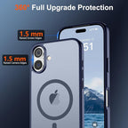 SUPFINE Magnetic for iPhone 17 Case (Compatible with MagSafe)(Military Grade Drop Protection) Translucent Matte Shockproof with Anti-Fingerprint Phone Cover 2025,Navy Blue
