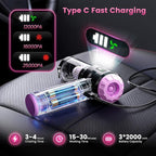 Wansimoo Handheld Car Vacuum Cleaner,25000PA Strong Cyclonic Suction Foldable Mini Vacuum Portable Cordless with Digital Display and One Touch Dust Removal for Car, Home, Office, Kitchen (Purple)