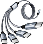 USB C Cable, USB C Splitter Multi Charging Cable, 4 in 1 Charging Cable with 4 Type C Ports, Charger Cable for Multiple Devices Compatible iPhone 16/15 Series, iPad, Galaxy S24 S23, Pixel, PS5