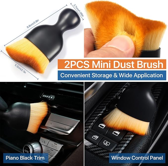 Curveball Detail Brush, Car Ultra Soft Bristles Detailing Brushes, 4PCS Professional Auto Cleaning Brush, Covers Large Area Inside or Outside Vehicles, Exterior Interior Brush- Gray