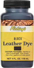 Fiebing's Leather Dye 4oz Black - Alcohol Based penetrating & Permanent Leather dye
